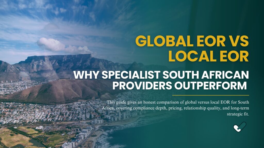 Comparison chart showing global employer of record platforms versus a local South African EOR specialist